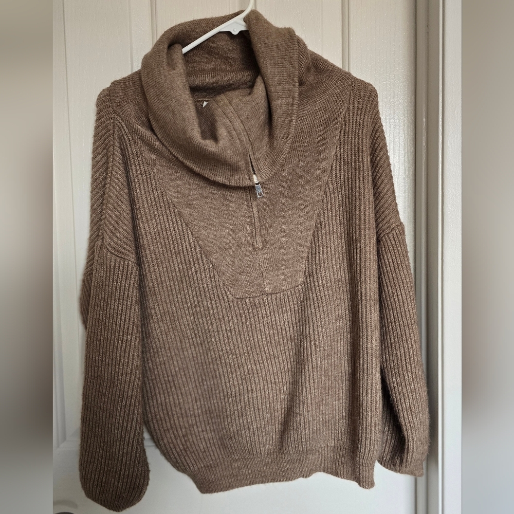 Molly Bracken Taupe Cowl Neck Sweater